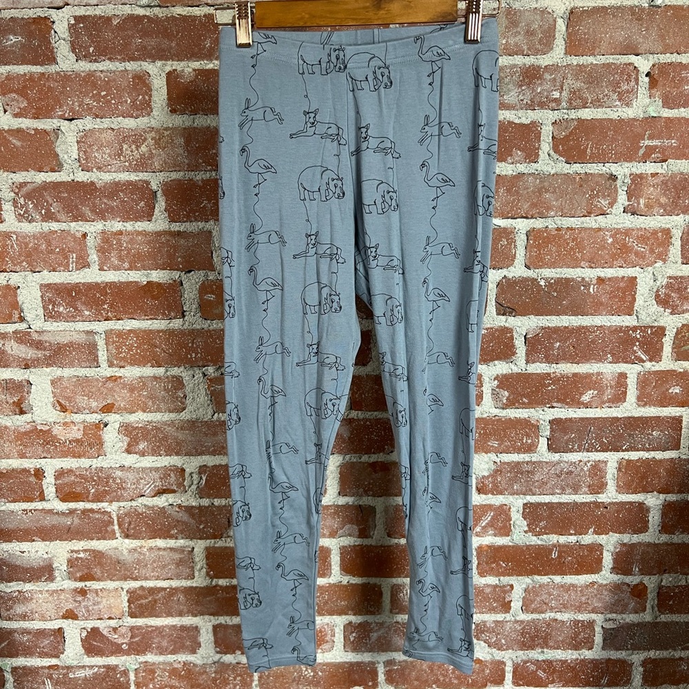 THE KINDERED COMPANY CO LITTLE & LIVELY ladies XS bamboo leggings animals blue